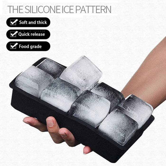 4/6/8/15 Grid Big Ice Tray Mold Giant Jumbo Large Food Grade Silicone Ice Cube Square Tray Mold DIY Ice Maker Ice Cube Tray - Shopsta EU