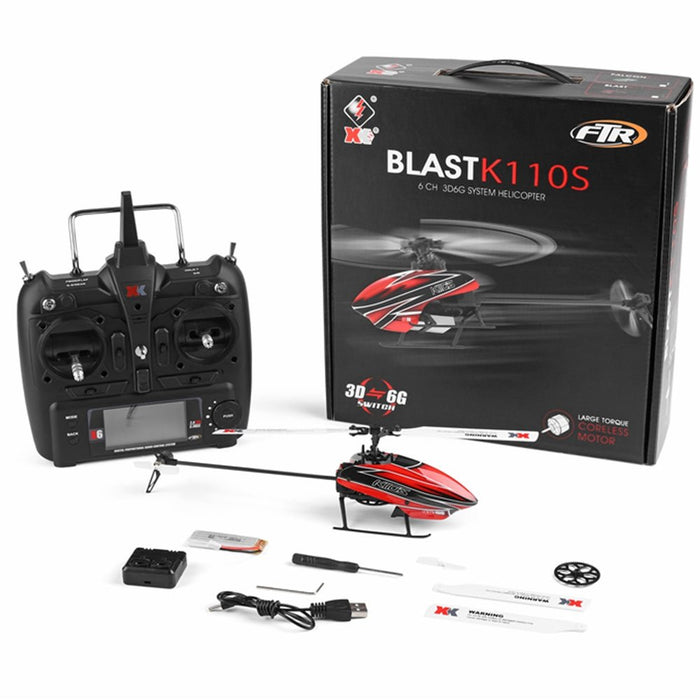 XK K110S 6CH Helicopter - Brushless 3D6G System, RTF Mode 2, FUTABA S-FHSS Compatible - Perfect for RC Enthusiasts and 3D Flying Beginners - Shopsta EU